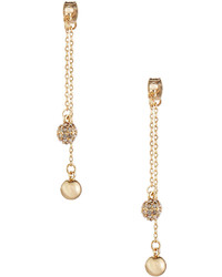 Lydell NYC Linear Front Back Crystal Ball Drop Earrings