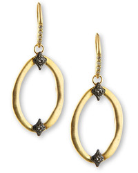 Armenta Open Oval Drop Earrings With Diamond Crivelli Crosses