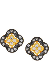 Freida Rothman Pave Crystal Clover Stud Earrings