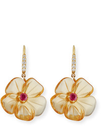 Rina Limor Fine Jewelry Rina Limor Citrine Mini Flower Earrings With Diamonds