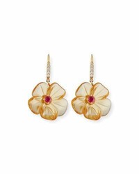 Rina Limor Fine Jewelry Rina Limor Citrine Mini Flower Earrings With Diamonds