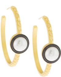 Freida Rothman Simple Pearly Hoop Earrings