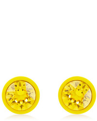 Givenchy Yellow Lacquered Metal And Crystal Small Earrings