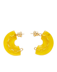 Panconesi Yellow Mini Enamel Chain Hoop Earrings