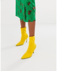 Yellow Elastic Ankle Boots