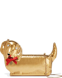 Charlotte Olympia Axel Swarovski Crystal Embellished Gold Plated Clutch One Size