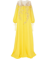 Yellow Embellished Maxi Dress