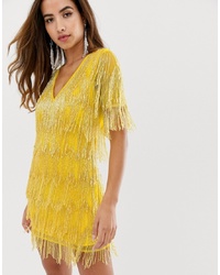 Yellow Embellished Party Dress