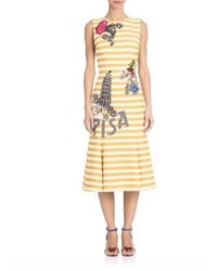 Dolce & Gabbana Pisa Embellished Flare Hem Midi Dress