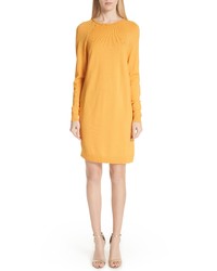 Yellow Embellished Sweater Dress
