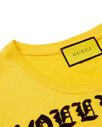 Gucci Embellished Printed Cotton Jersey T Shirt