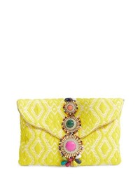 Yellow Embroidered Beaded Clutch