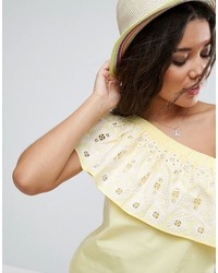 Asos One Shoulder Top With Embroidery