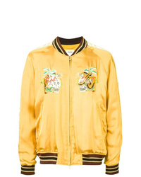Yellow Embroidered Bomber Jacket