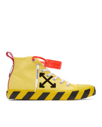 Yellow Embroidered Canvas High Top Sneakers