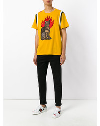 Gucci Flame Tabby Cat Motif T Shirt