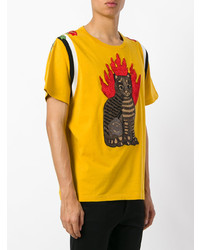 Gucci Flame Tabby Cat Motif T Shirt
