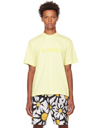 Sunnei Yellow Embroidered T Shirt