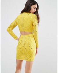 Asos Mirror And Embroidered Cut Out Back Mini Dress