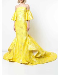 Christian Siriano Long Embroidered Flared Dress
