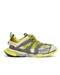 Yellow Embroidered Leather Athletic Shoes