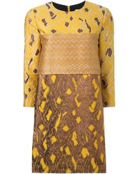 Yellow Embroidered Shift Dress