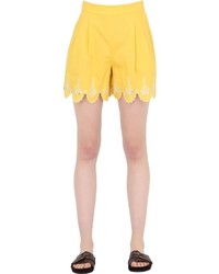 Yellow Embroidered Shorts