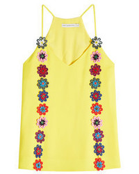 Mary Katrantzou Wool Cami With Flower Embroidery