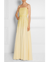 Halston Heritage Sequined Layered Georgette Gown