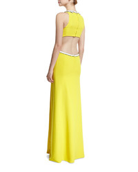 Thierry Mugler Mugler Embellished Cady Open Back Gown Yellow