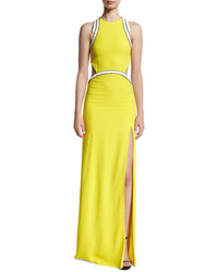 Thierry Mugler Mugler Embellished Cady Open Back Gown Yellow