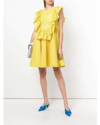 Yellow Eyelet Fit and Flare Dress