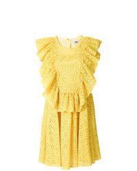 Yellow Eyelet Midi Dress