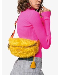 Moschino Yellow Logo Shearling Belt Bag