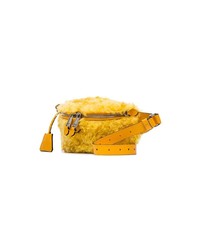 Moschino Yellow Logo Shearling Belt Bag