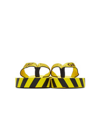 Off-White Yellow And Black Flip Flop Sandals