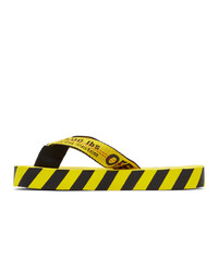 Off-White Yellow And Black Flip Flop Sandals