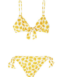Faithfull The Brand Laurent And Abbey Tie Detailed Floral Print Triangle Bikini