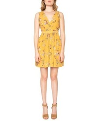 Yellow Floral Fit and Flare Dress