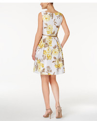 Jessica Howard Petite Floral Print Fit Flare Dress And Sweater Shrug