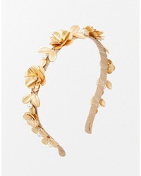 Asos Collection Metallic Flower Faux Pearl Headband