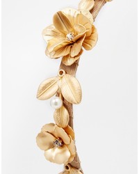 Asos Collection Metallic Flower Faux Pearl Headband