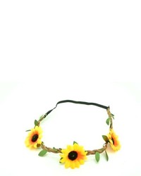 Shop4 Ladys Silk Floral Elastic Headpieces Headband 3 Yellow Flowers