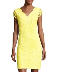 Donna Ricco Floral Lace Sheath Dress Yellow