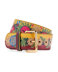 Yellow Floral Leather Waist Belt