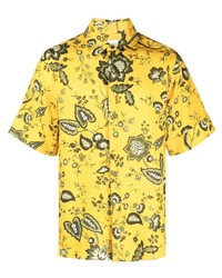 Erdem Linen Floral Print Short Sleeve Shirt