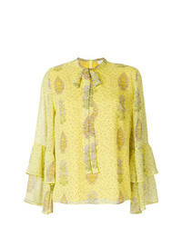 Yellow Floral Long Sleeve Blouse