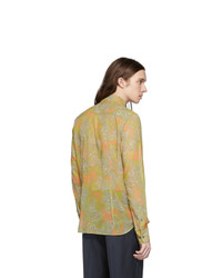 Dries Van Noten Yellow And Green Floral Ruffle Shirt