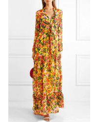Saloni Alexia Tiered Floral Print Silk Chiffon Maxi Dress