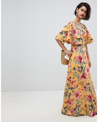 Vero Moda Floral Maxi Dress With Frill Sleeve